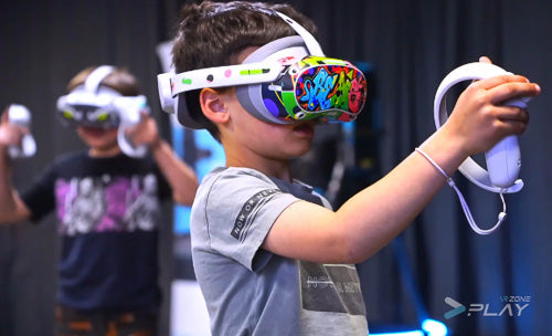 Kids playing games in VR at VR Zone Play in Adelaide